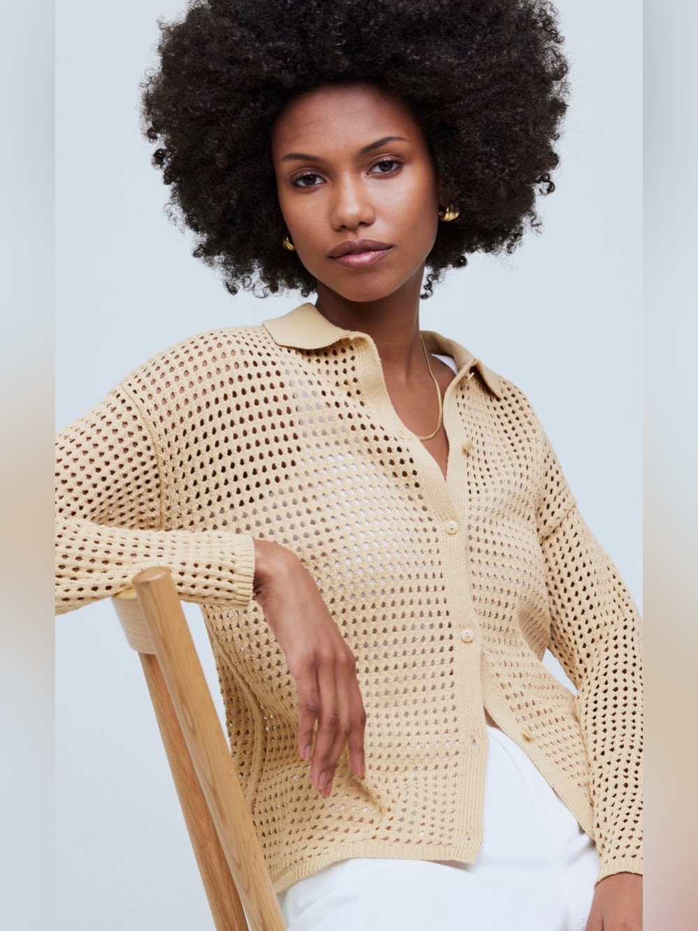 NEW…Madewell Open Stitch Polo Cardigan